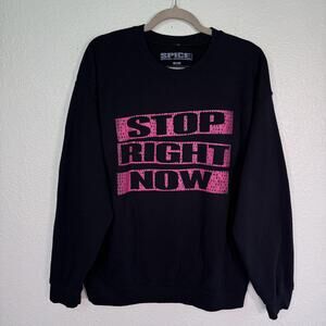 Spice Girls Sweatshirt Womens Large Stop Lyrics Sweater Official Merch Black
